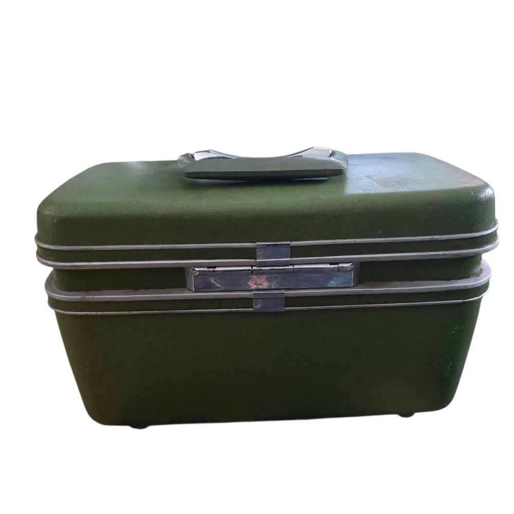 Samsonite Vintage Silhouette Olive Makeup Suitcase Travel Grandmacore - Picture 2 of 11